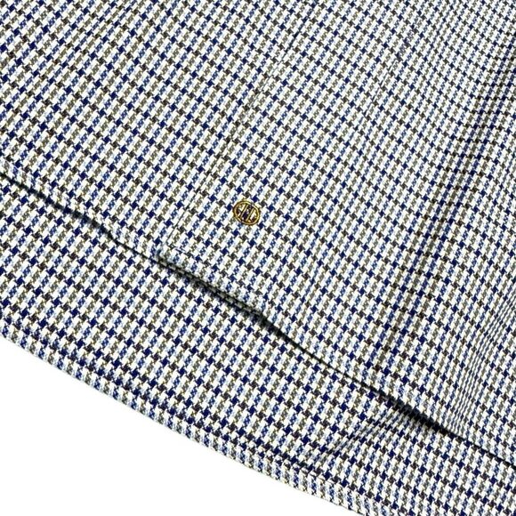 DAVID DONAHUE Luxury Non Iron Trim Fit Plaid Designer Blue Business Dress Shirt - Picture 5 of 6
